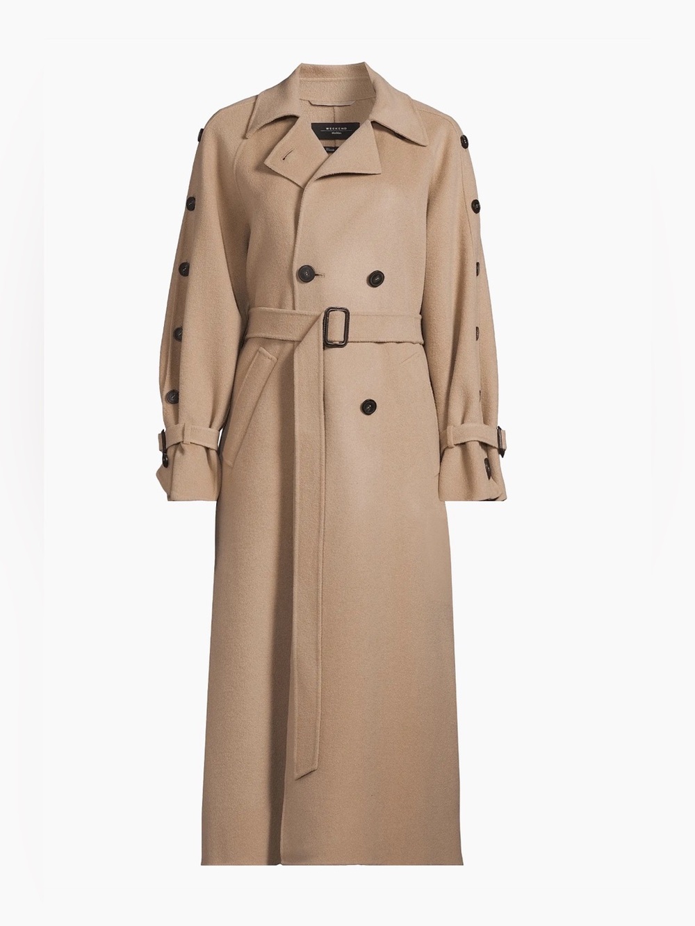 New Max Mara weekend Natale Wool Belted Trench Coat Size 14